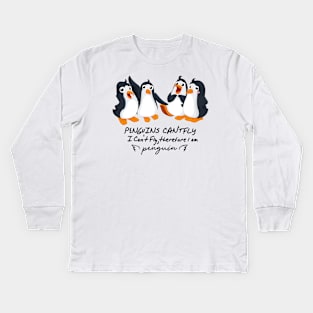 penguin can't fly Kids Long Sleeve T-Shirt